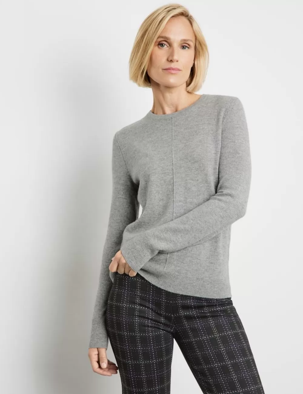 GERRY WEBER Sweter Z Dlugim Rekawem Z Pionowa Zaszewka I Domieszka Kaszmiru Best Sale