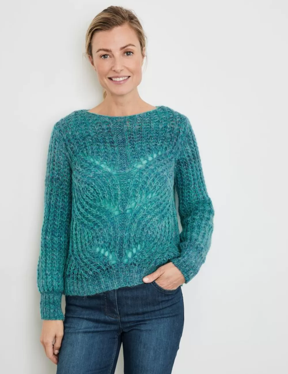 GERRY WEBER Sweter Z Grubym Wzorem W Warkocze, Z Domieszka Welny Shop